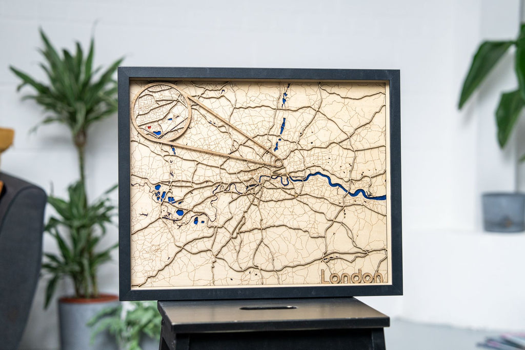 Any City Laser-cut Map Wall Art - 50cm x 40cm
