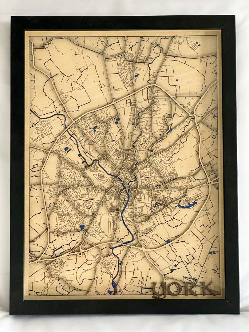 Any City Laser-cut Map Wall Art - 40cm x 30cm