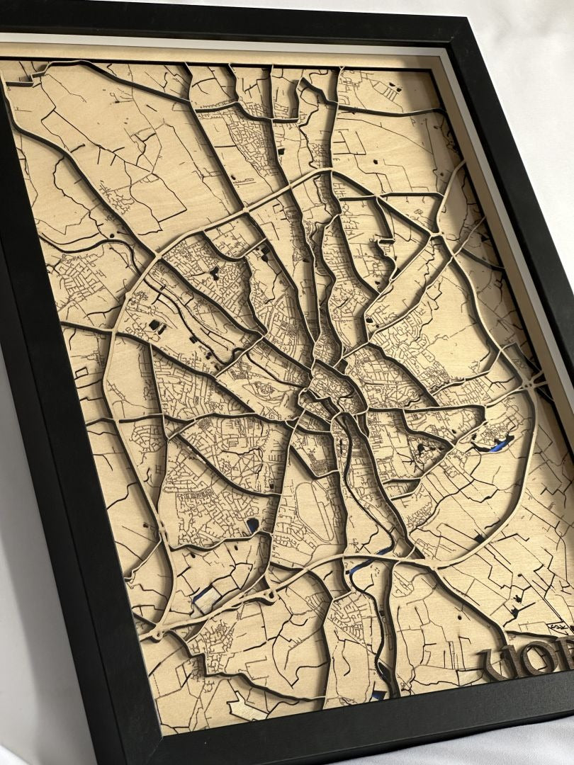 Any City Laser-cut Map Wall Art - 40cm x 30cm