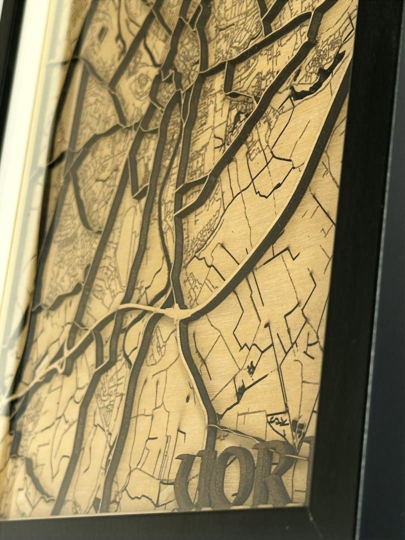 Any City Laser-cut Map Wall Art - 40cm x 30cm